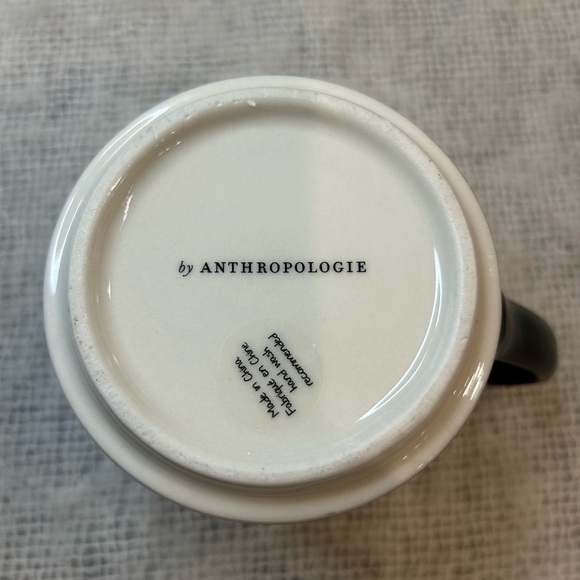 ANTHROPOLOGIE Bistro Tile Black & Gold Initial R Coffee Tea Mug EC - Picture 5 of 5